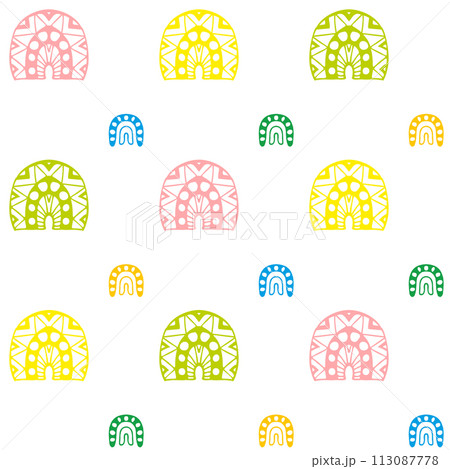 rainbow doodle seamless pattern, hand drawn print rainbow doodle seamless pattern, hand drawn print 113087778