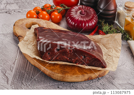 Raw beef liver for cooking 113087975