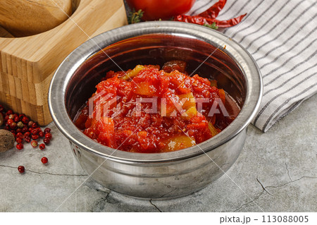 Homemade Lecho with tomato and paprika 113088005