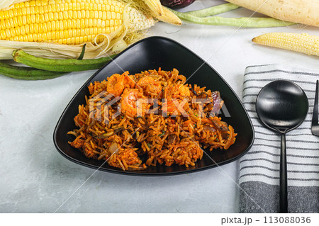 Indian cuisine - Biryani rice with prawn Indian cuisine - Biryani rice with prawn 113088036