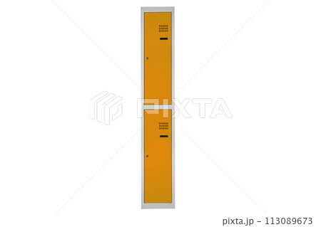 Yellow lockers for locker room. Change room metal box 113089673