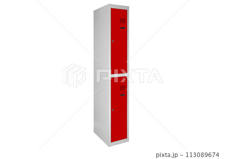 Red lockers for locker room. Change room metal box 113089674