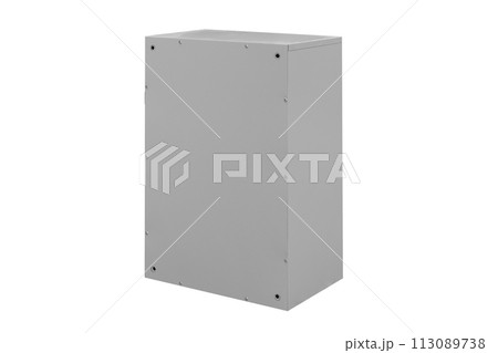 Mailboxes in the condo. metal mailbox with lockable center in condo. Mailbox on the white background isolated 113089738