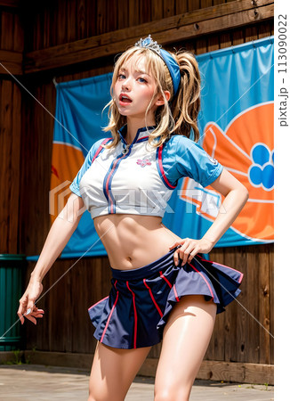 ステージ上でダンスパフォーマンスをする金髪美女 113090022