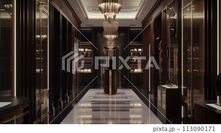 Luxury Boutique Interior with Chandelier Luxury Boutique Interior with Chandelier 113090171