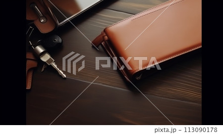 Elegant Essentials with Leather Wallet and Keys Elegant Essentials with Leather Wallet and Keys 113090178