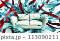 Abstract Sofa with Blue Ribbons 113090211