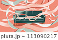 Abstract Sofa with Swirling Ribbons 113090217