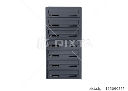 Mailboxes in the condo. metal mailbox with lockable center in condo. Mailbox on the white background isolated Mailboxes in the condo. metal mailbox with lockable center in condo. Mailbox on the white background isolated 113090555
