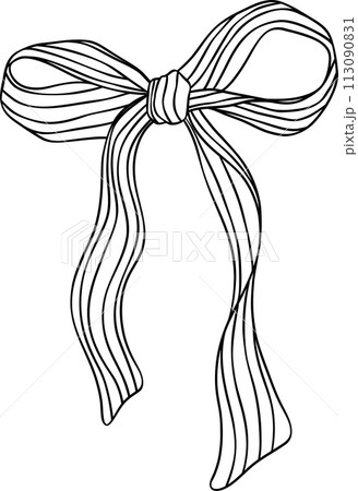 Coquette Ribbon Bow 4th of July doodle outline Coquette Ribbon Bow 4th of July doodle outline 113090831