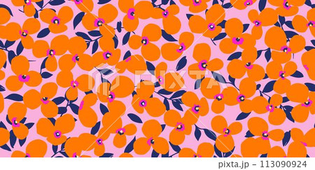 Exotic hand drawn flowers, seamless patterns with floral for fabric, textiles, clothing, wrapping paper, cover, banner, home decor, abstract backgrounds. 113090924