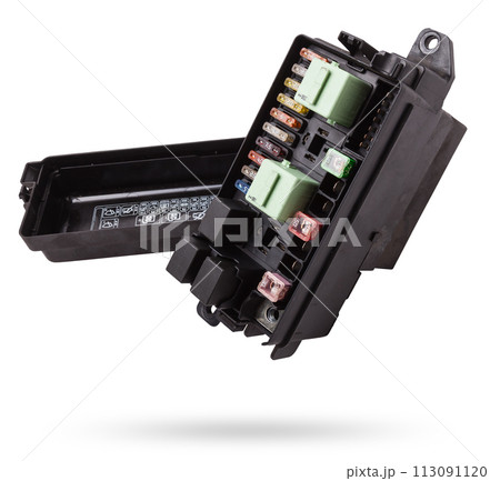 Automotive fuses box in different colors and each color is responsible for the specific value of the protection defined in amperes. Catalog of spare parts. 113091120