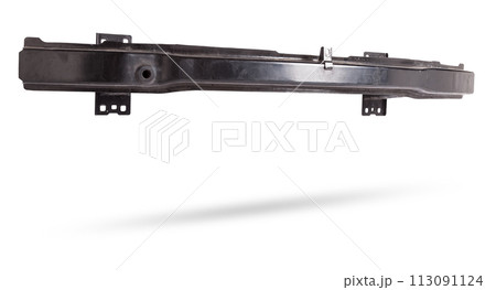 Iron stiffener reinforcement for the rear of the car black body spare part of the strengthener of bumper. Equipment for sale or installation in auto service or garage. Car parts catalog. 113091124