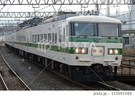 185系0番台 C1編成 緑帯 大船駅 185系0番台 C1編成 緑帯 大船駅 113091489