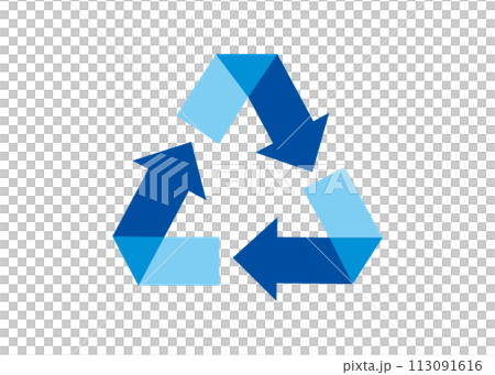 リサイクルマーク シンプルでおしゃれな青いリサイクルマークのイラスト リサイクルマーク シンプルでおしゃれな青いリサイクルマークのイラスト 113091616