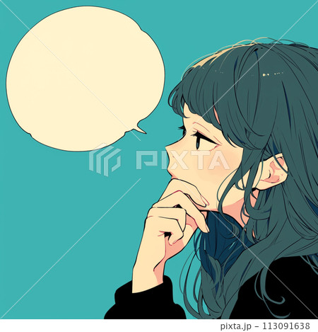 考える女性と吹き出し 113091638