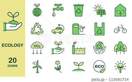 エコロジーに関するアイコンセット カラー 113091714