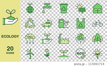 エコロジーに関するアイコンセット カラー 113091714