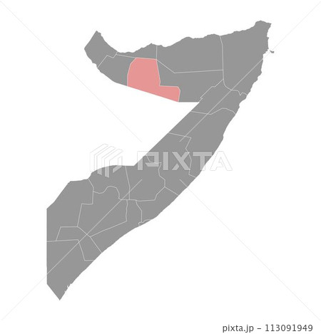 Togdheer region map, administrative division of Somalia. Vector illustration. 113091949