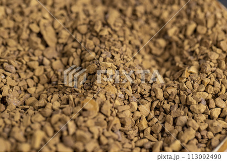 brown pieces of instant coffee for making a coffee drink brown pieces of instant coffee for making a coffee drink 113092490