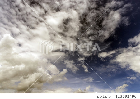 the sky in clouds of different shapes and sizes 113092496