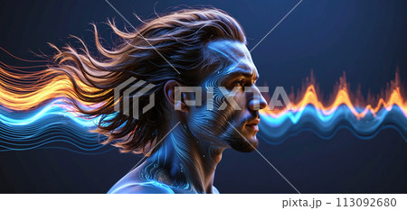 Colorful and illustrative representation of an individual who perceives his environment and processes stimuli through different sensory perceptions and different external stimuli Colorful and illustrative representation of an individual who perceives his environment and processes stimuli through different sensory perceptions and different external stimuli 113092680