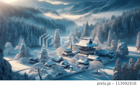 雪化粧の街並み 113092816