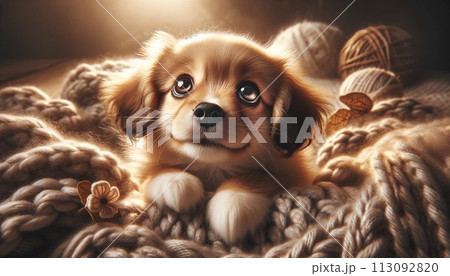 お座りしている犬 113092820