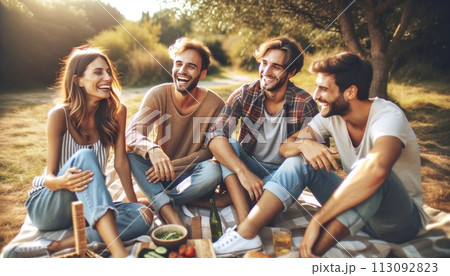 楽しそうな男女グループ 113092823