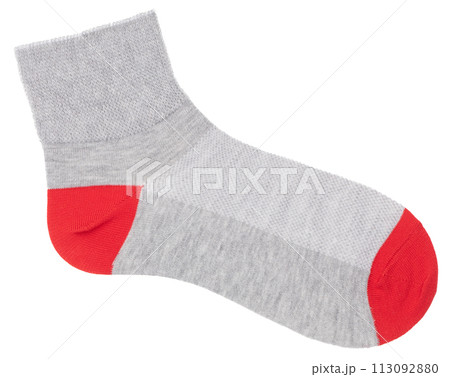 Athletic ankle sock with red accents isolated on white Athletic ankle sock with red accents isolated on white 113092880