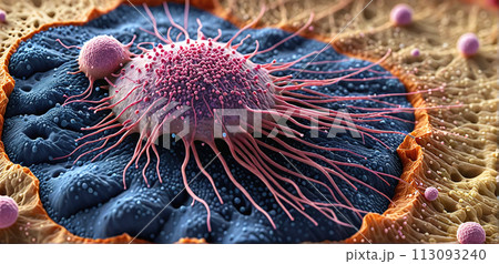 Migrating and spreading cancerous cell into organic tissue 113093240