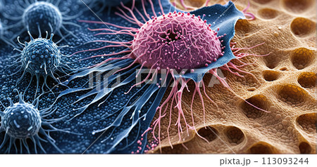 Migrating and spreading cancerous cell into organic tissue Migrating and spreading cancerous cell into organic tissue 113093244