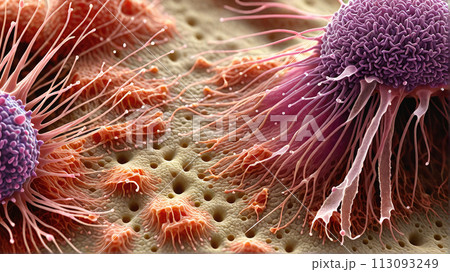 Migrating and spreading cancerous cell into organic tissue 113093249