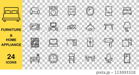 家具と家電のアイコンセット 113093328
