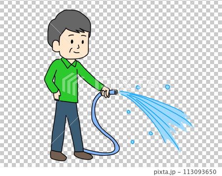 一個人灑水的插圖 113093650