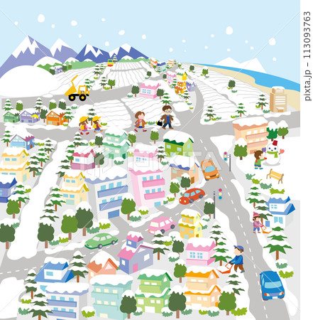 雪の降る街の除雪風景 113093763