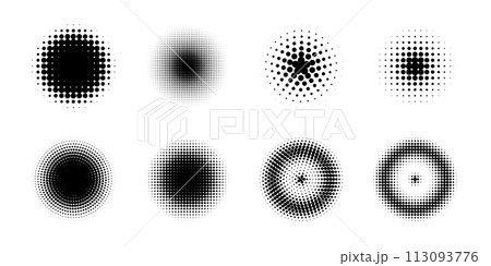 Logo design element. Halftone circular dotted frames set. Vector illustration 113093776