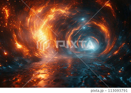 Cosmic gateway digital time quantum tunnel serves as space gate for travel in space AI Generative 113093791