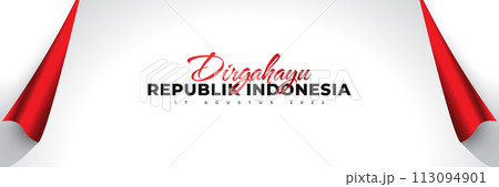 Happy Indonesia Independence Day. Indonesia Independence Day Background in Paper Style, Usable for Banner, Poster and Greeting Card. Dirgahayu Republik Indonesia 113094901