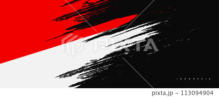 Indonesia Flag with Brush Concept. Flag of Indonesia in Grunge Style 113094904