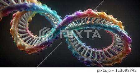 Multicolored polynucleotide consisting of polymers forming protein structure or macromolecules - AI generated 113095745