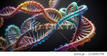 Multicolored polynucleotide consisting of polymers forming protein structure or macromolecules - AI generated 113095746