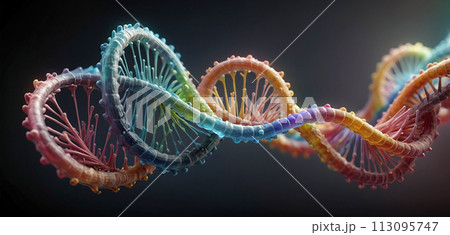 Multicolored polynucleotide consisting of polymers forming protein structure or macromolecules - AI generated 113095747