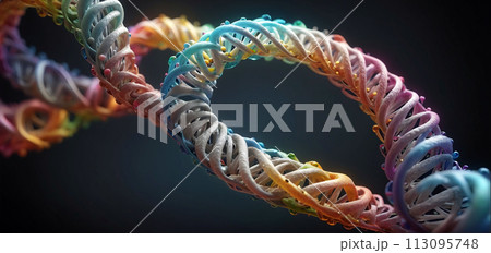 Multicolored polynucleotide consisting of polymers forming protein structure or macromolecules - AI generated 113095748