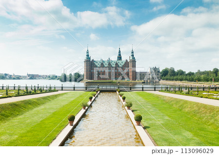 View of Frederiksborg castle with park in Hillerod, Denmark View of Frederiksborg castle with park in Hillerod, Denmark 113096029