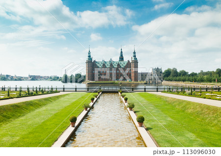 View of Frederiksborg castle with park in Hillerod, Denmark View of Frederiksborg castle with park in Hillerod, Denmark 113096030