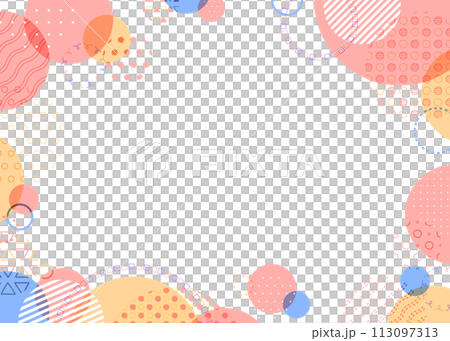 円形オブジェクトとパターンのフレーム、円形模様の背景 円形オブジェクトとパターンのフレーム、円形模様の背景 113097313