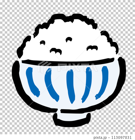 シンプルな山盛りごはんの手描きイラスト シンプルな山盛りごはんの手描きイラスト 113097831