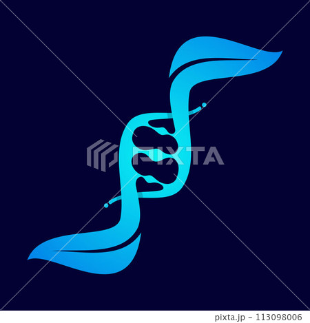 DNA icon trendy and modern symbol with leaf DNA icon trendy and modern symbol with leaf 113098006
