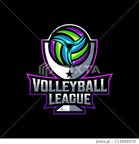 Volleyball League or Volleyball Cup vector mascot esport logo design 113098079